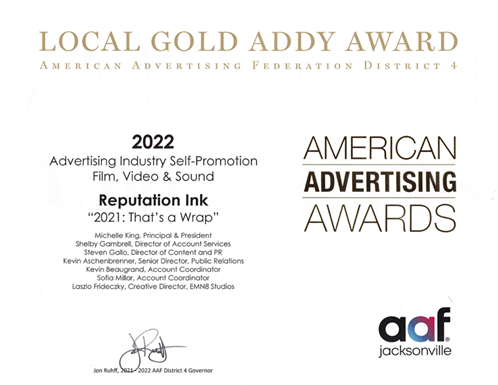 ADDY Award Certificate 2022