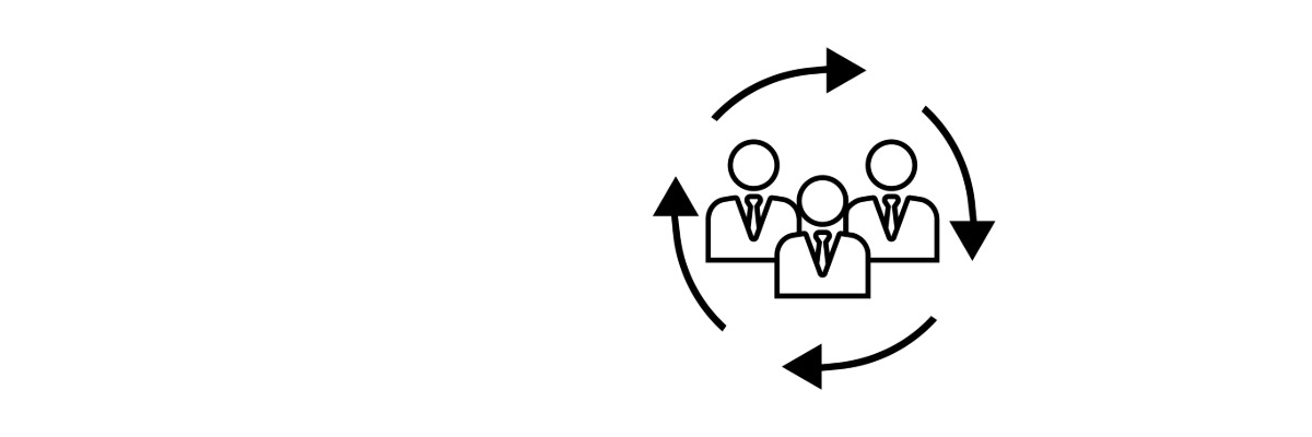 Representation of a group of people with a revolving circle