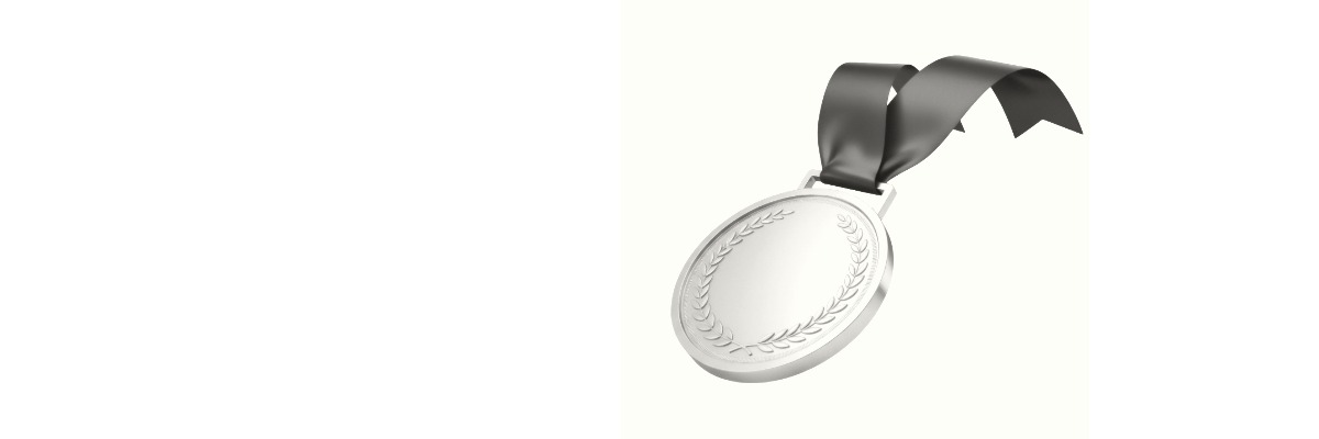 Representation of a gold medal with ribbon