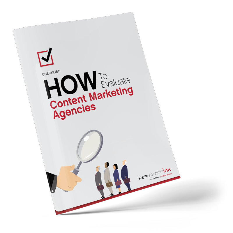 Cover of booklet "How to Evaluate Content Marketing Agencies"