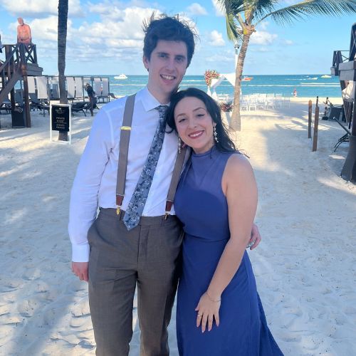 Sofia Millar and partner standing together on a beach