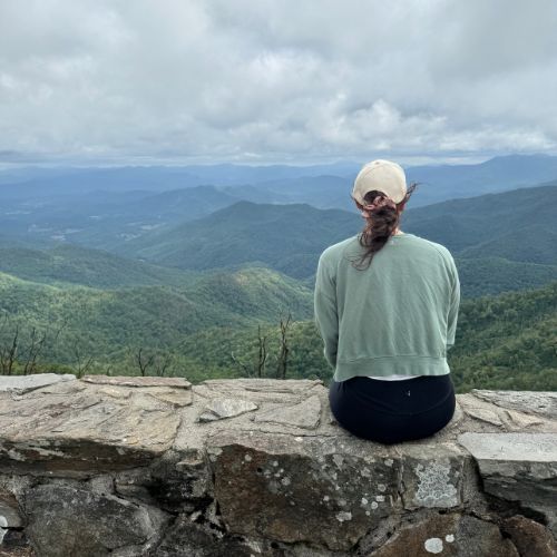Sofia Millar facing a mountain view