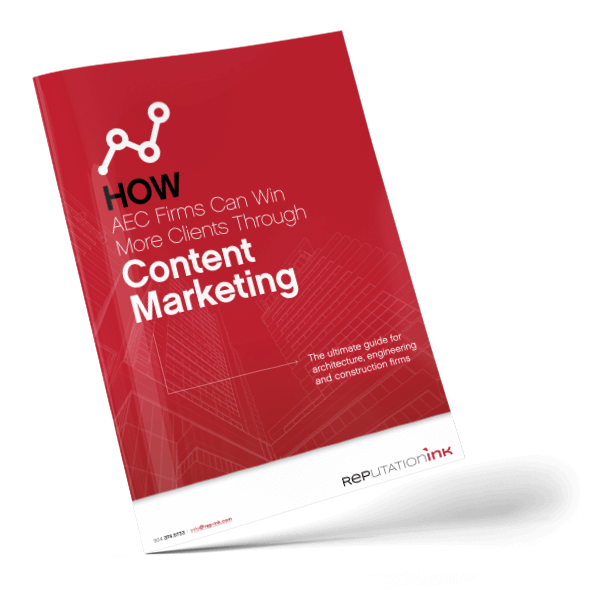 Cover of booklet "How AEC firms can win more clients through content marketing"