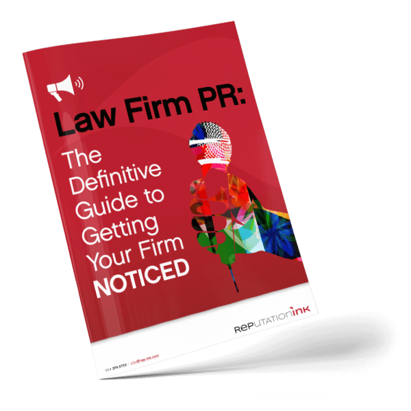 Cover of booklet "Law firm PR: The definitive guide to getting your firm noticed"