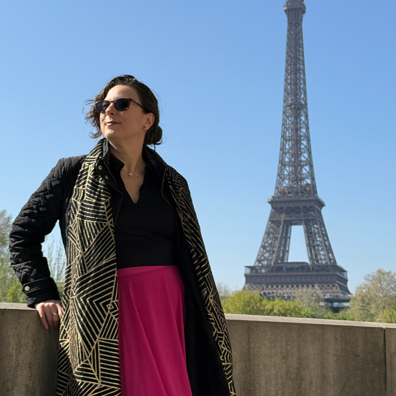 Jessi Bruton in Paris with Eiffel Tower in the background