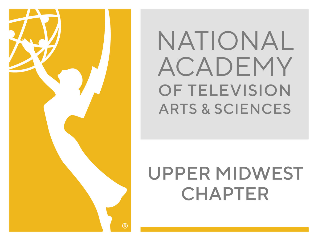 Silhouette of Emmy Award, text saying 