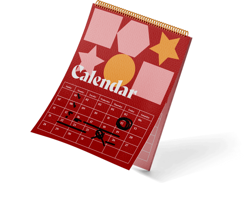 Planning calendar of December with dates checked, crossed out, and aircled