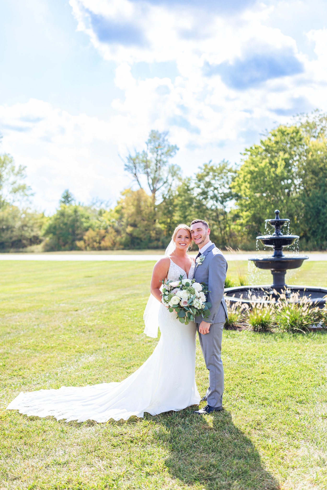 Image of a bride and groom outside