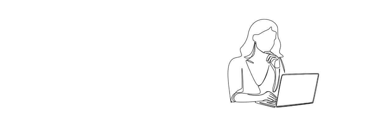 Graphic of person on laptop