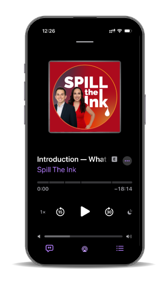 Spill the Ink Podcast app on phone