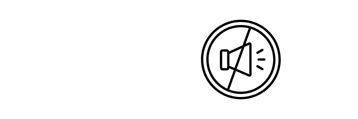 Circle displaying megaphone in center with a line through it