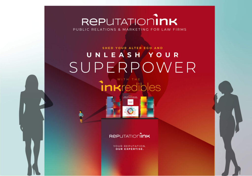Reputation Ink "INKredibles" superhero themed trade show booth at the ALA conference in 2025