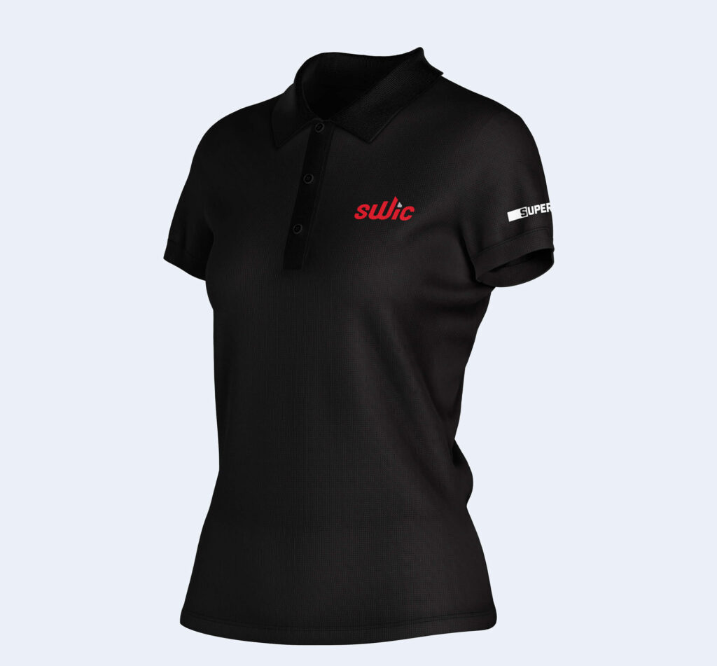SWiC logo embroidered on a polo shirt